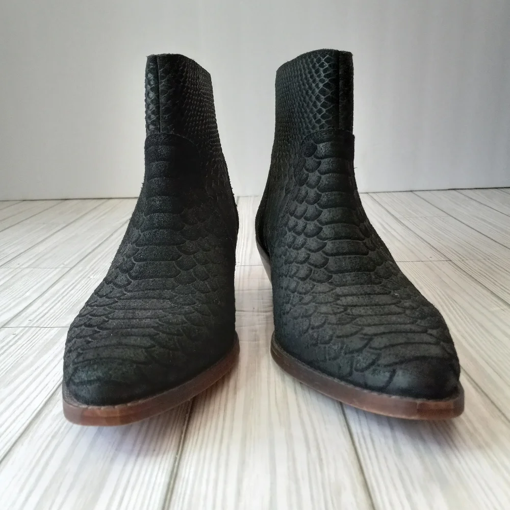 Diba Snakeskin Print Leather Ankle Boots